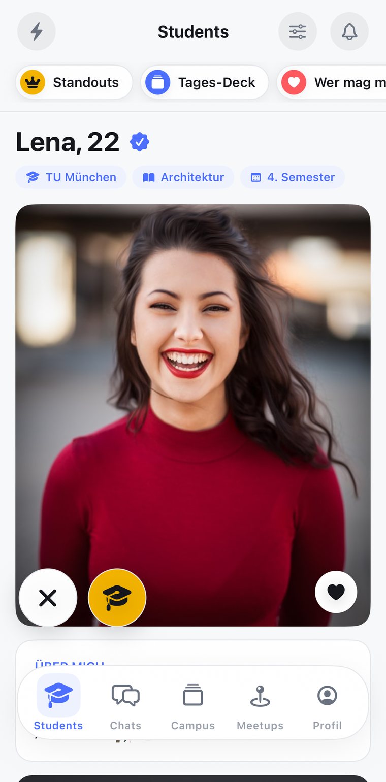 Semesto — Students-Deck mit verifizierten Profilen